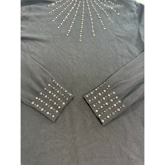 Vila Milano Sweater Knit Black Studded Long Sleeve Women's Size Large - Picture 4 of 10